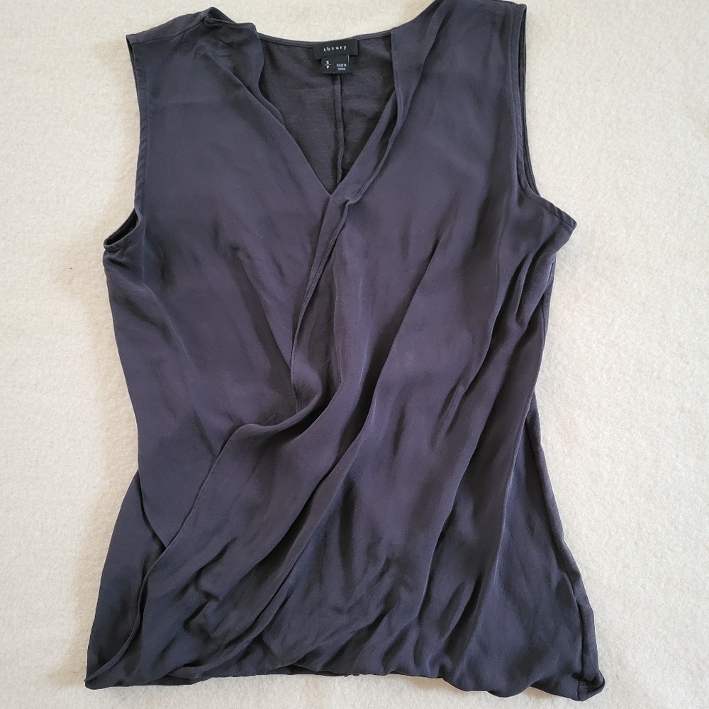Theory Gray Silk Blend Top Women's Size Small Sleevless